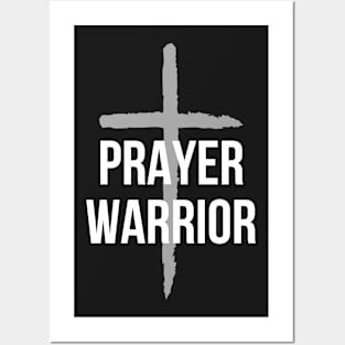 Prayer Warrior - Gray Cross Posters and Art